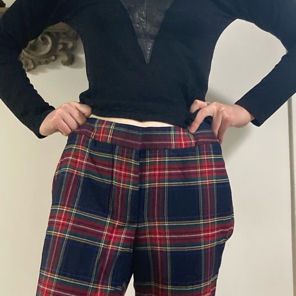 Talbots plaid pants red and black check casual slacks - Picture 5 of 10